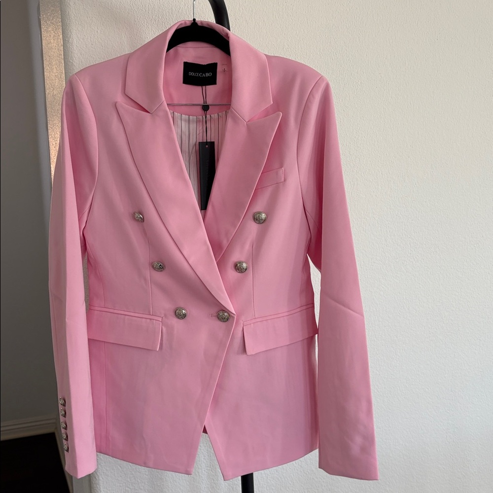 Dolce Cabo Double Breasted Pale Pink Jacket NWT Size M - Picture 5 of 9